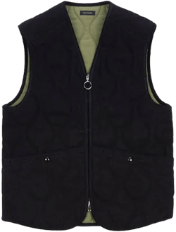 Drake's Quilted Melton Wool Zip Vest