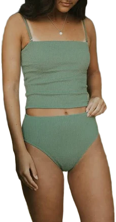 Geode High Waisted Textured Bikini Bottoms