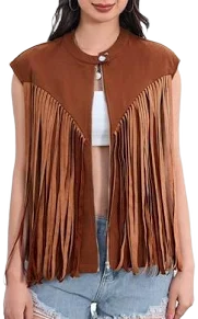 Women's 70s Hippie Fringe Denim Vest
