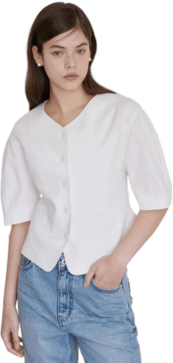 "NILBY P 24N Linen Blouse Jacket_White"byW Concept