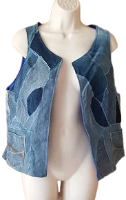 Patchwork Fully Lined Denim Waistcoat