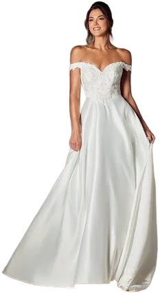 Azazie Elegant Long Train Wedding Dress with Sweetheart Embroidered Lace