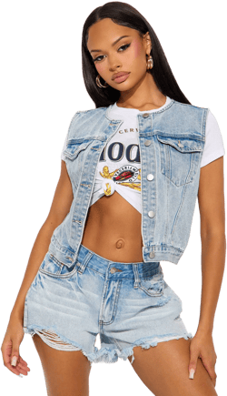 Fashion Nova Women's Keep It Simple Denim Vest