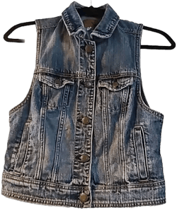 American Eagle-ae Ladies Denim Jean Trucker Button Vest
