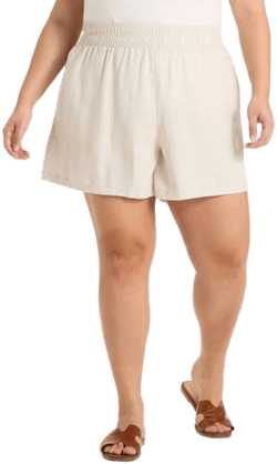 Ava & Viv Women's High-Rise Linen Pull-On Shorts