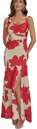 Donna Karan Women's Floral Cowl-Neck Satin Gown