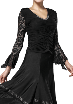 Venus Dancewear Lace and Crepe Flare Sleeve Top