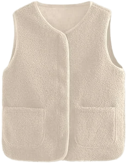 Samzpon Casual Warm Fuzzy Sherpa Vest with Pockets