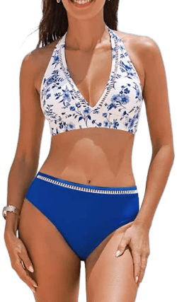 Cupshe Mykonos Petals Floral High Waisted Bikini Set