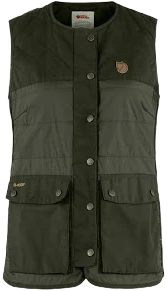 Fjallraven Forest Wool Padded Vest Olive, Womens G-1000 Insulated Vest, Size XXS - Color Dark Olive