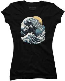 Design By Humans Great Wave Retro Sunset Graphic T-Shirt
