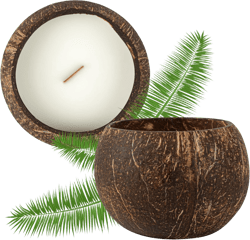 Restaurantware-Coco Casa 3.9 x 2.8 Inch Coconut Shell Candles, 10 Hand Poured Coconut Bowl Candles - Cinnamon Fragrance, Double Wax Blend, Soy Wax Scented Candle, Wooden Wick