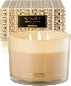 96NORTH Luxury Coconut Soy Candle Large 3 Wick Jar Candle