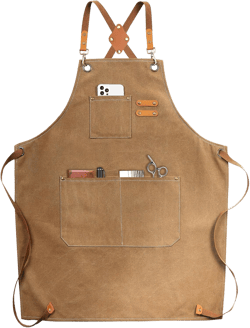 Chef Apron, Cotton Canvas Cross Back Apron with Pockets for Women and Men,Adjustable Strap and Large Pockets Apron,Kitchen Cooking Baking Bib Apron Cappuccino Brown