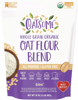 Oatsome Organic Oat Flour Blend, Whole Grain, Gluten-Free, All Purpose Flour for Baking, Vegan, 2 lb, 32 oz