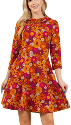 Retro Floral Tunic Dress
