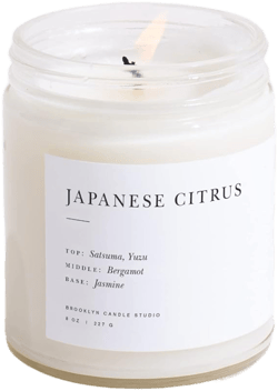 Brooklyn Candle Studio Japanese Citrus Jar Candle - Luxury Scented Candle, Vegan Soy Wax, Hand Poured in The USA, 50 Hour Slow Burn Time - 7.5oz