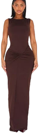 Sculpt Boat Neck Wrap Waist Maxi Dress