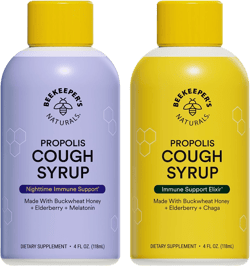 Beekeeper's Naturals Propolis Honey Cough Syrup – Adult Daytime & Nighttime Value Pack – Elderberry, Bee Propolis, Buckwheat Honey – Immune Support & Throat Soothing, Two Pack, 2 x 4 fl oz Adult AM&PM Cough Syrup