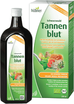 Hubner Tannenblut Organic Herbal Preparation, Honey Cough Syrup, Cold and Sore Throat Support, Soothing Relief, Vitamin C Supplement for Adults and Kids 4 and Older, Kosher and Alcohol-Free, 250 ml Honey Herbs and Vitamin C 8.4 Fl Oz (Pack of 1)