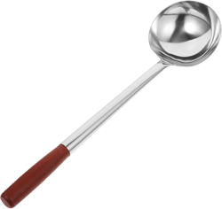 MAGICLULU Stainless Steel Cooking Spoon with Wooden Handle Long Handle Fried Rice and Soup Ladle Ergonomic Design for Kitchen Utensils Rustproof and Kitchen Tool