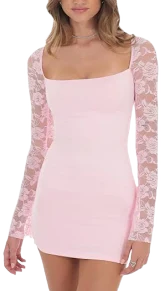 Floral Long Sleeve Dress in Pink