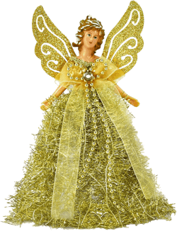 Naysku Sparkling Angel Tree Topper, Cute Fairy Angel Tree Top for Christmas Home Decor (3 Colors) Gold