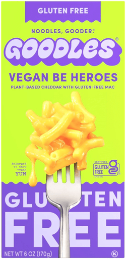 GOODLES Gluten-Free Vegan Be Heroes Mac and Cheese 1-pack, 6oz - 11g Protein & 4g Fiber per serving and 21 Nutrients from Plants | Certified Gluten Free