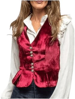 Women's Velvet V-Neck 6-Button Suit Vest