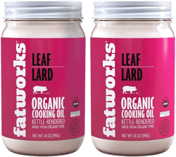 Fatworks, Certified Organic Leaf Lard, NON-GMO, USDA 100% Organic for Amazing Traditional Baking, Keto, Paleo, Everyday Cooking and Frying, Whole30 Approved, No Preservatives in Glass Jar, 14 OZ, 14 Fl Oz (Pack of 2)