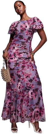 ASOS Ruffle Sleeve High Neck Maxi Dress