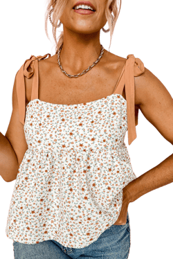 White Babydoll tank top with floral print *