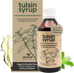 AKSHAR Ayurveda - Tulsin Syrup, Natural Cough Syrup with Licorice, Ginger, Turmeric, Basil, Malabar Nut - Respiratory Lung Health Supplements, Mucus Relief & Bronchial Wellness Syrup (6.8 fl oz)
