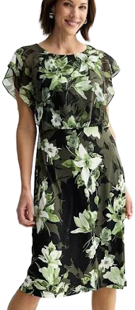 Connected Women's Chiffon-Bodice A-Line Dress