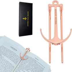 Anchor Page Holder for Hands Free Reading Bookmark Book Opener Reader Gift Metal Portable Music Recipe Book Hardcovers Paperbacks Magazines Clip Accessories, Rose Gold