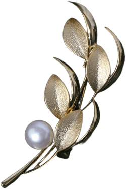 Retro Jewelry Gold Leaf Brooch with Freshwater Pearls