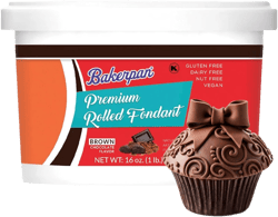 Bakerpan Premium Rolled Brown Fondant for Cake Decorating - 1 Pound, Chocolate Flavor (Made in USA)