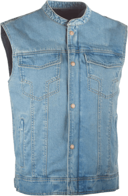 Highway 21 Iron Sights Club Collar Motorcycle Vest for Men and Women, Denim Vest with Pockets for Rugged Riding X-Large Blue