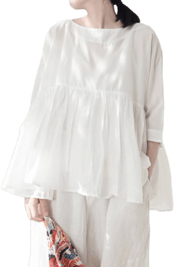 Women's Pure Linen Puff Sleeve Shirt
