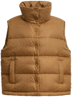 COACH Women's Black Jacquard Puffer Jacket Vest