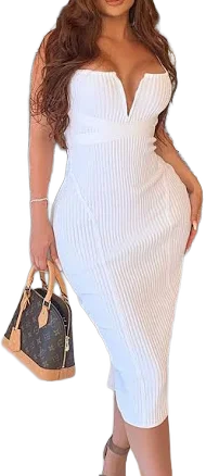 Fashion Nova Asymmetrical Sleeveless Bandage Notch Neck, Misty Midi Dress