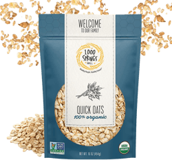1000 Springs Mill - Organic Quick Oats | Used for breakfast Oatmeal, Muffins, Granola Bars, Cookies, or Other Baked Goods | Bulk Dried Oats | Resealable Bag | 16oz (Pack of 1) 16 Ounce (Pack of 1)