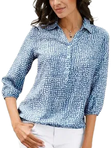 Dotted Button Panel Blouse