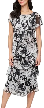 Sl Fashions Women's Floral Tiered Midi Dress
