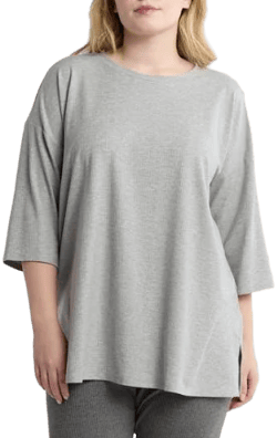 Eileen Fisher Women's Crewneck Three-Quarter Sleeve Tunic Top