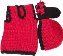 Handmade Newborn Baby Boy Crochet Vest and Hat Set – Black and Green/Teal – Adorable Baby Outfit