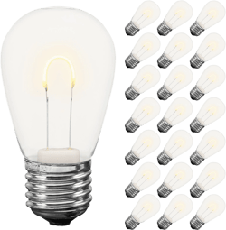 Novelty Lights Warm White S14 Hanging LED String Light Flex Filament Glass Replacement Bulbs E26 Medium Base 1 Watt
