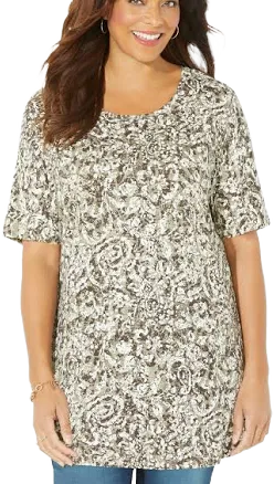 Plus Size Women's Easy Fit Short Sleeve Scoopneck Tunic by Catherines