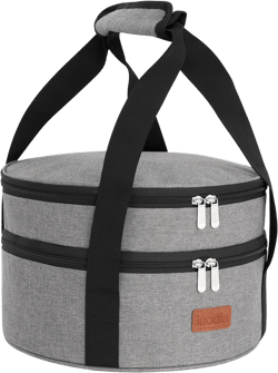 Insulated Casserole Carrier Bag, Expandable Thermal Food Carrier Insulated Travel Carry Bag for Hot or Cold Food for Picnic Cookouts Potluck Parties (Gray) Grey 12.5x2.5x5.5inch