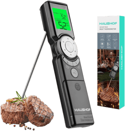 HAUSHOF Instant Read Meat Thermometer Digital, High Accuracy Cooking Thermometer, Scroll Interface Food Thermometer with Timer, Quick-Setting Kitchen Temperature Probe for Grill, Smoker, BBQ, Frying